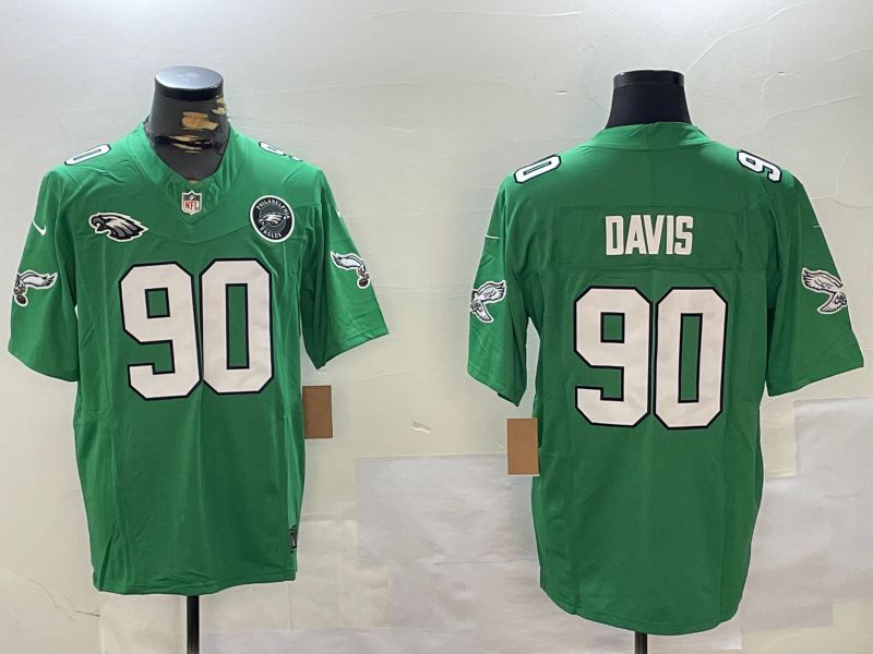 Men Philadelphia Eagles #90 Davis Green Throwback 2024 Nike Vapor Limited NFL Jersey style 3